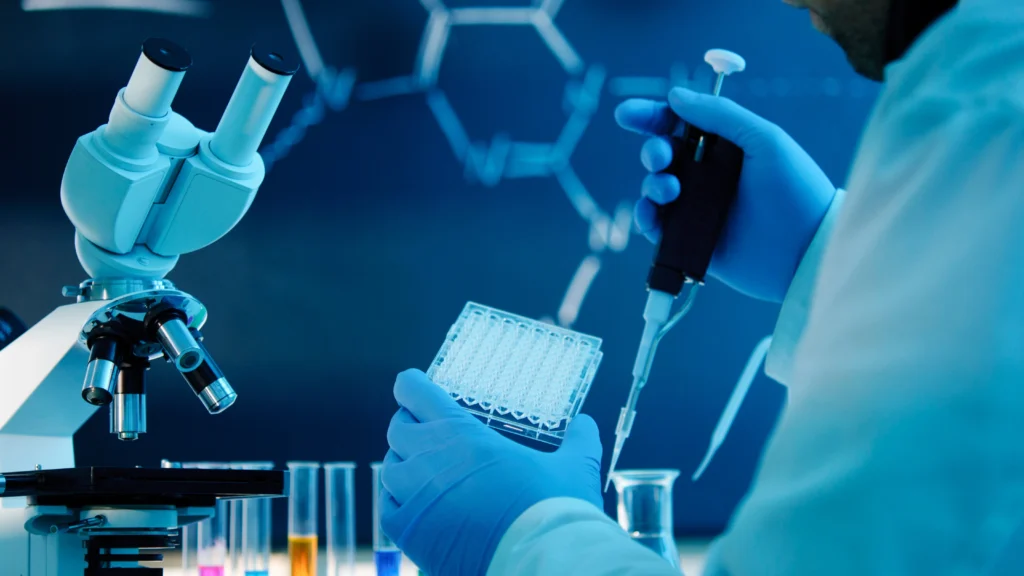 Biological samples prepared for international shipping in a laboratory